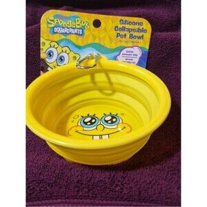 SpongeBob Squarepants Bright Yellow Silicone Travel Pet Bowl